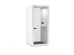 Haven Solo Pod Booth, Clear Glass, White Exterior