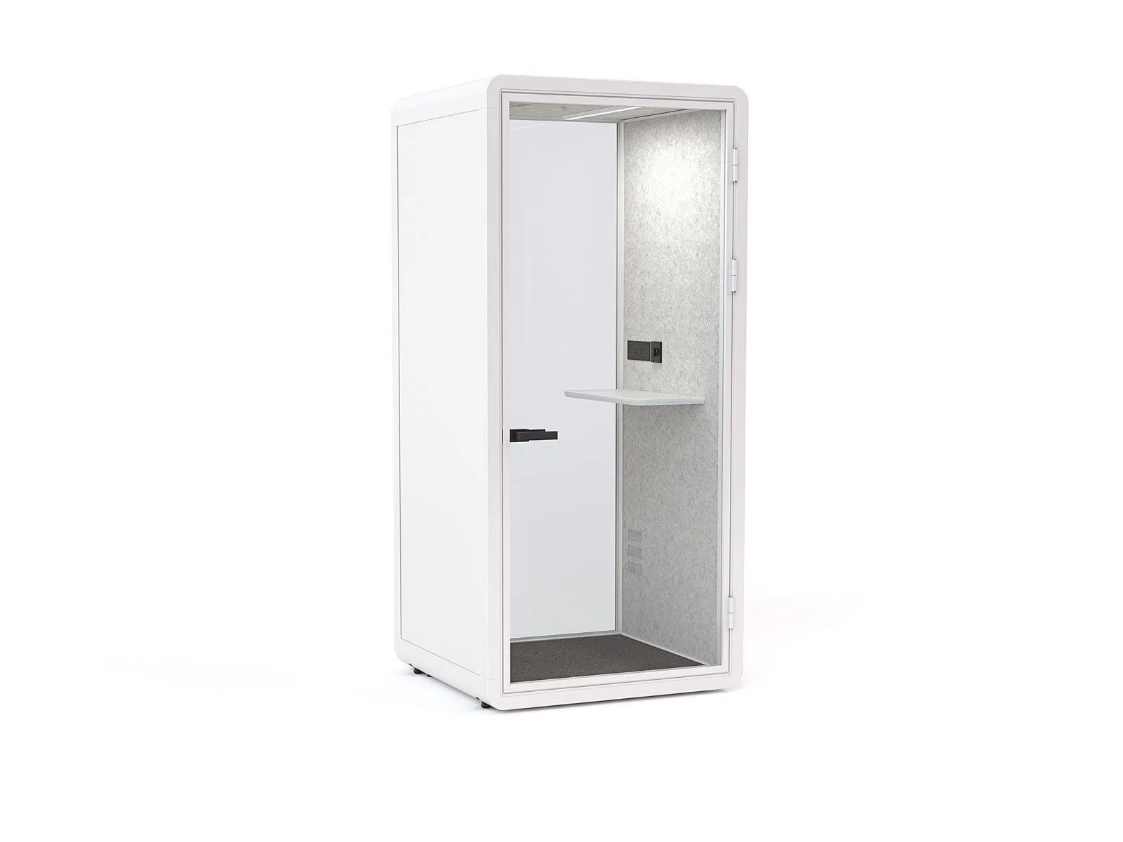 Haven Solo Pod Booth, Clear Glass, White Exterior