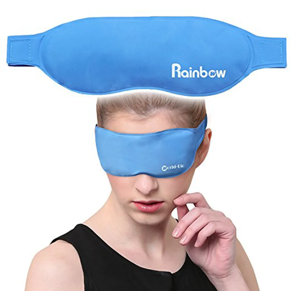 Hot Cold Therapy Gel Bead Eye Mask Compress Reusable Sleeping Mask with Strap, Anti Aging Eye Mask for Puffy / Dry / Cooling Eye, Improve Sleeping, Alleviate Puffy, Swollen Eyes Blue