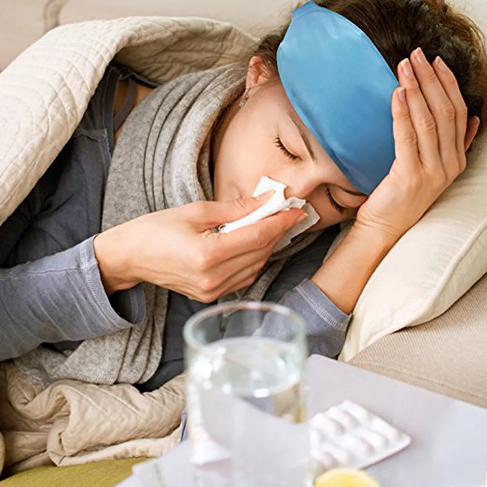 Hot Cold Therapy Gel Bead Eye Mask Compress Reusable Sleeping Mask with Strap, Anti Aging Eye Mask for Puffy / Dry / Cooling Eye, Improve Sleeping, Alleviate Puffy, Swollen Eyes Blue
