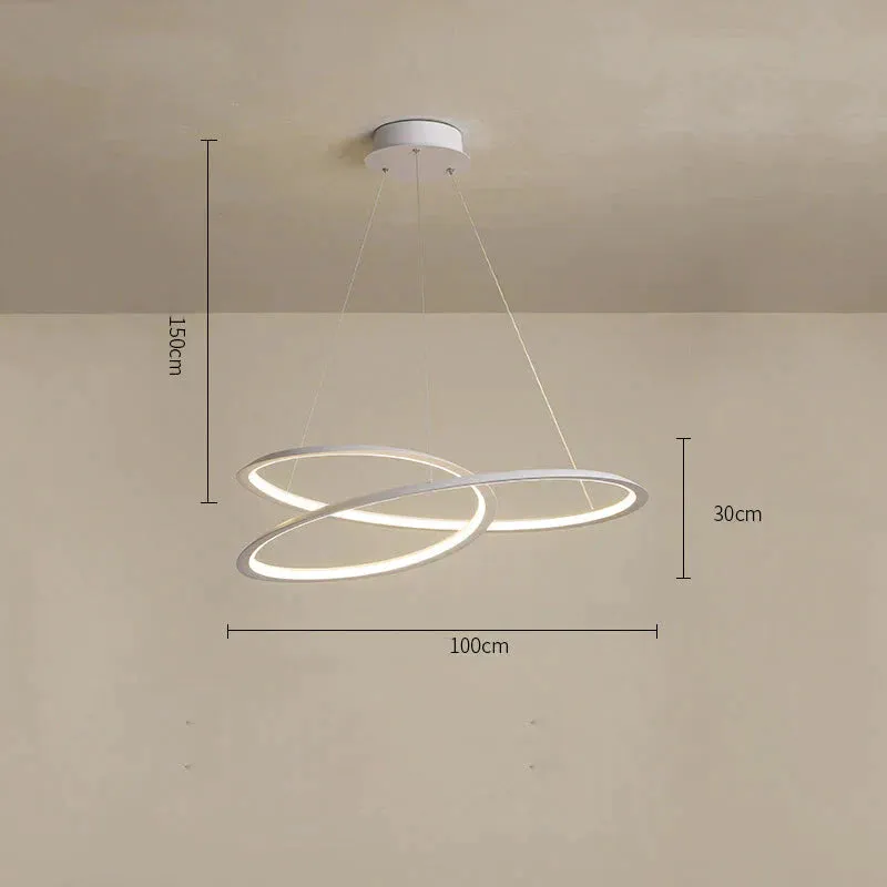 Household Simple LED Dining Room Lights Bedroom Wrought Iron Circular Lighting Lamps