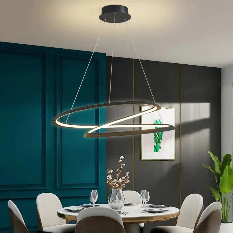 Household Simple LED Dining Room Lights Bedroom Wrought Iron Circular Lighting Lamps