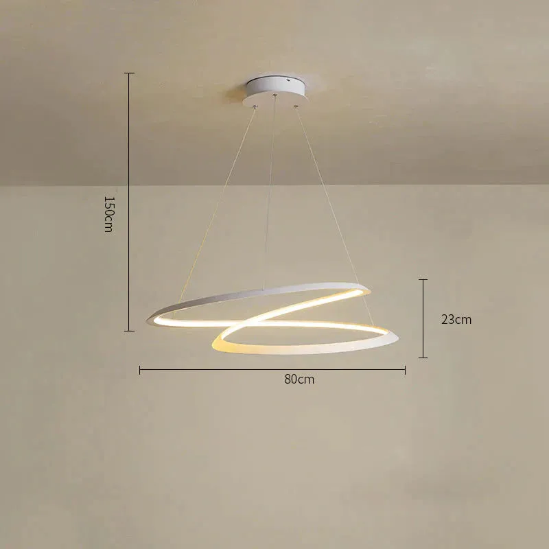 Household Simple LED Dining Room Lights Bedroom Wrought Iron Circular Lighting Lamps