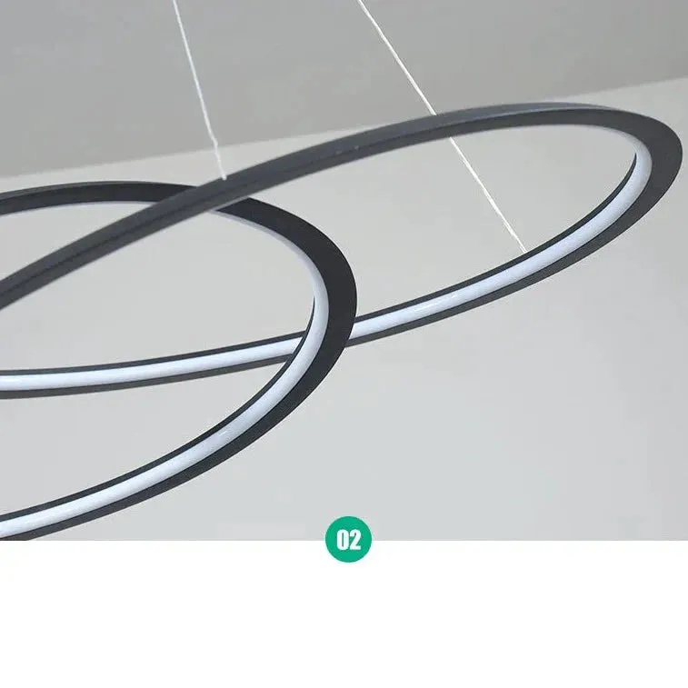 Household Simple LED Dining Room Lights Bedroom Wrought Iron Circular Lighting Lamps