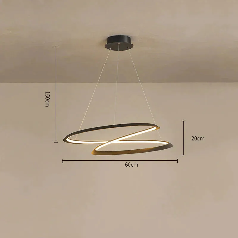 Household Simple LED Dining Room Lights Bedroom Wrought Iron Circular Lighting Lamps