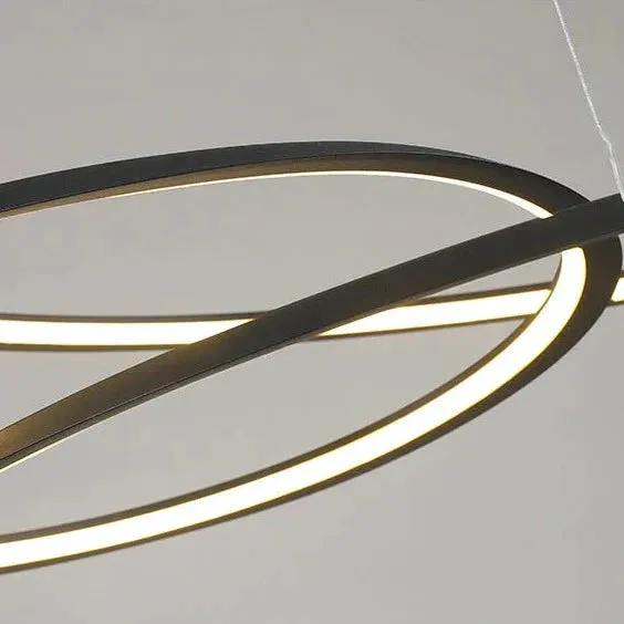 Household Simple LED Dining Room Lights Bedroom Wrought Iron Circular Lighting Lamps