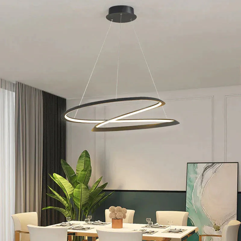 Household Simple LED Dining Room Lights Bedroom Wrought Iron Circular Lighting Lamps
