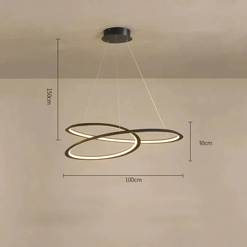 Household Simple LED Dining Room Lights Bedroom Wrought Iron Circular Lighting Lamps
