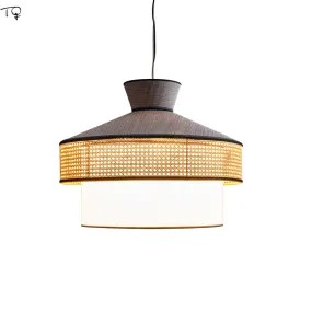 Japanese Simple Art Fabric Pendant Lights Led E27 Restaurant Modern Suspension Luminaire Living Room Decoration Bedroom Study