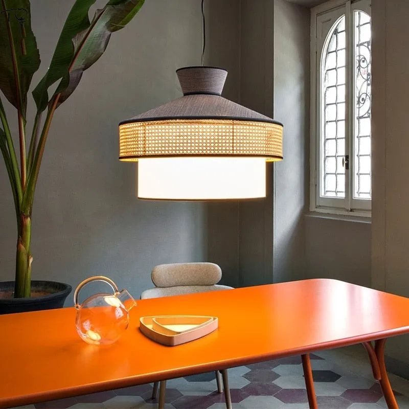 Japanese Simple Art Fabric Pendant Lights Led E27 Restaurant Modern Suspension Luminaire Living Room Decoration Bedroom Study