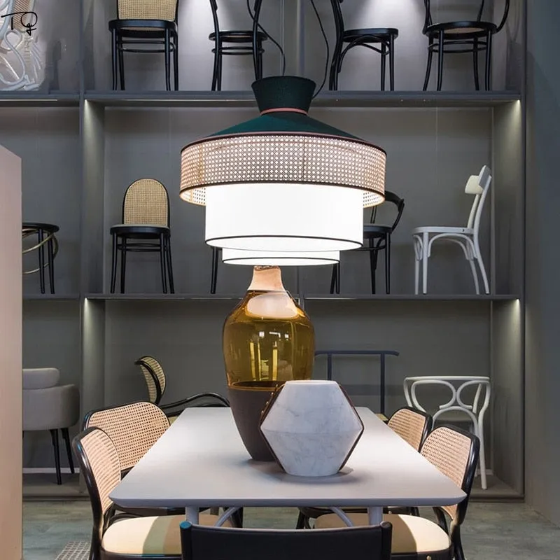 Japanese Simple Art Fabric Pendant Lights Led E27 Restaurant Modern Suspension Luminaire Living Room Decoration Bedroom Study