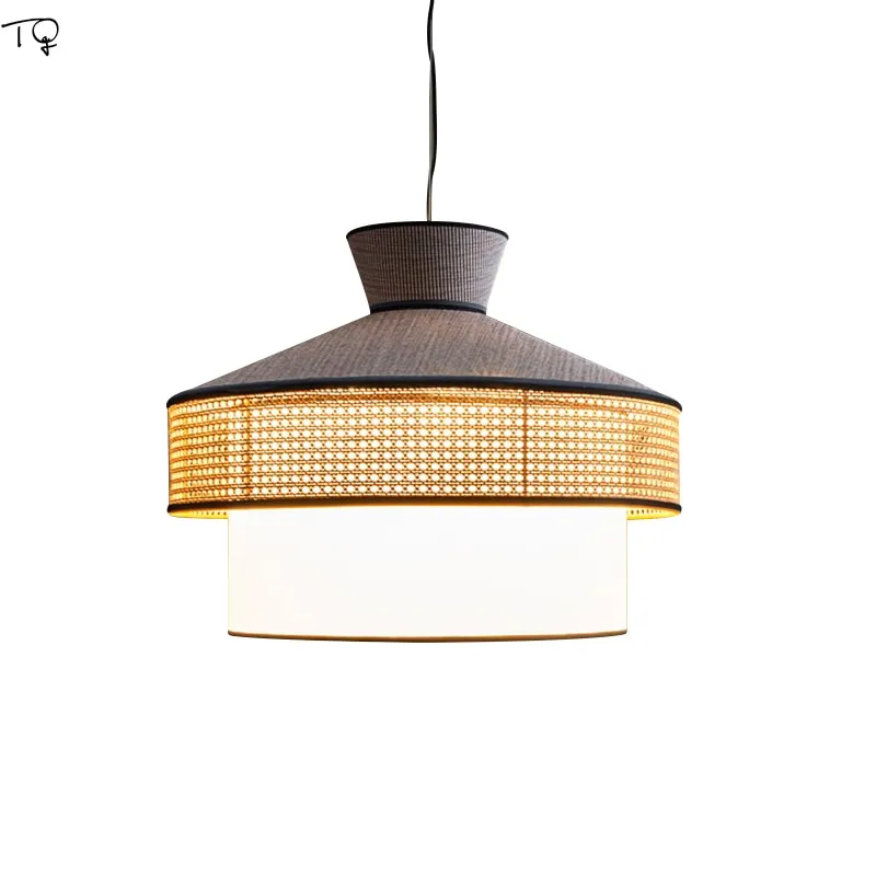 Japanese Simple Art Fabric Pendant Lights Led E27 Restaurant Modern Suspension Luminaire Living Room Decoration Bedroom Study