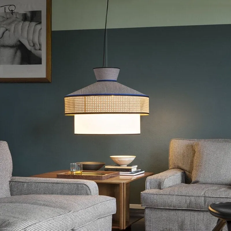 Japanese Simple Art Fabric Pendant Lights Led E27 Restaurant Modern Suspension Luminaire Living Room Decoration Bedroom Study