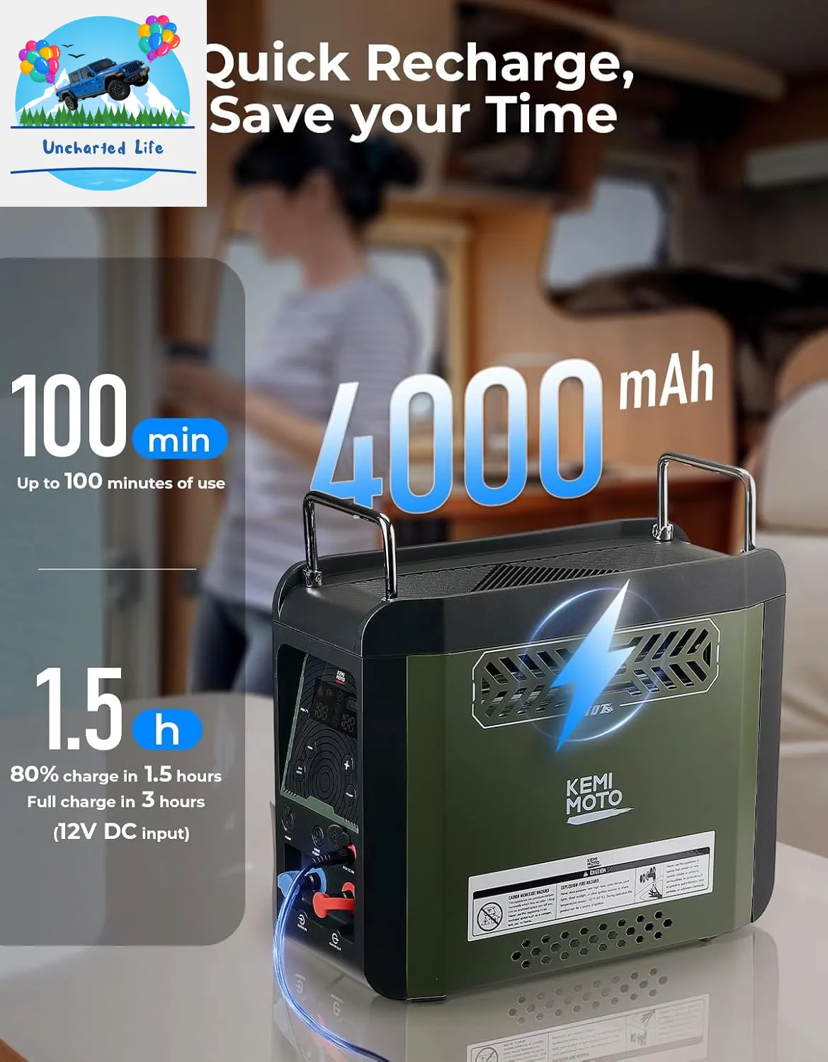 KEMIMOTO Portable Water Heater: Instant Hot Water On-the-Go