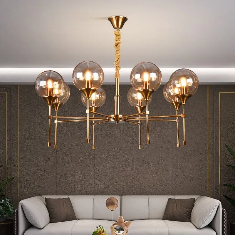 LED Chandeliers Bronze Nordic Magic Bean Glass Ball E27 Hanging Pendant Lights for Living Room Dining Table Suspension Luminaire