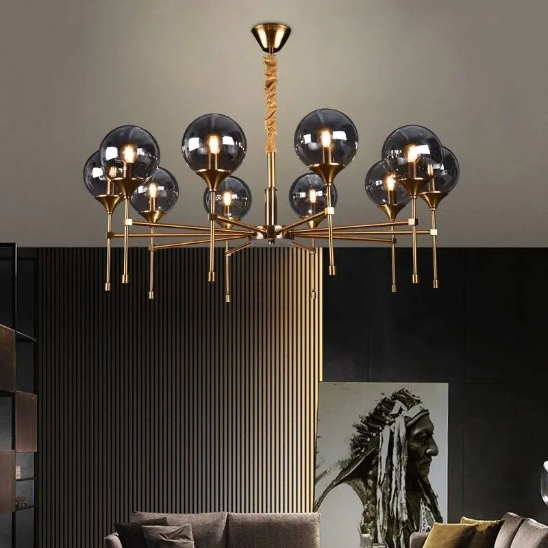 LED Chandeliers Bronze Nordic Magic Bean Glass Ball E27 Hanging Pendant Lights for Living Room Dining Table Suspension Luminaire