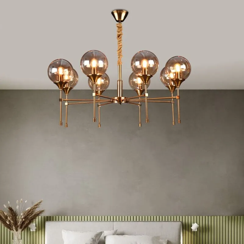 LED Chandeliers Bronze Nordic Magic Bean Glass Ball E27 Hanging Pendant Lights for Living Room Dining Table Suspension Luminaire