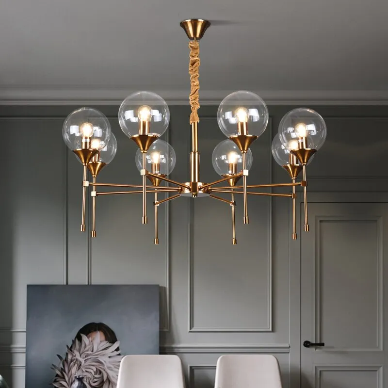 LED Chandeliers Bronze Nordic Magic Bean Glass Ball E27 Hanging Pendant Lights for Living Room Dining Table Suspension Luminaire