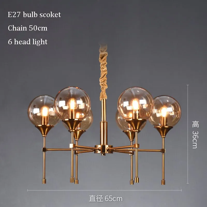LED Chandeliers Bronze Nordic Magic Bean Glass Ball E27 Hanging Pendant Lights for Living Room Dining Table Suspension Luminaire