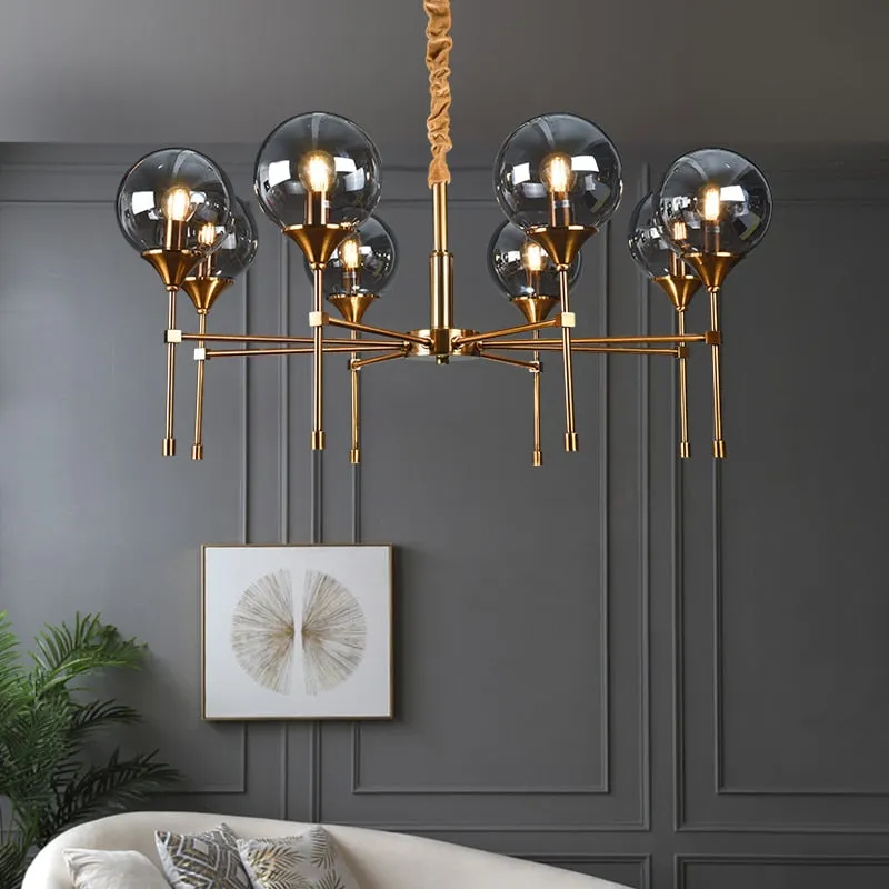 LED Chandeliers Bronze Nordic Magic Bean Glass Ball E27 Hanging Pendant Lights for Living Room Dining Table Suspension Luminaire