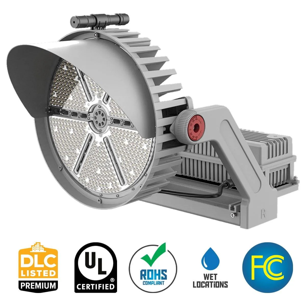 LED Sports Flood Light, 500 Watts, 70000 Lumens, 5000K, 120-277V, Trunnion Mount