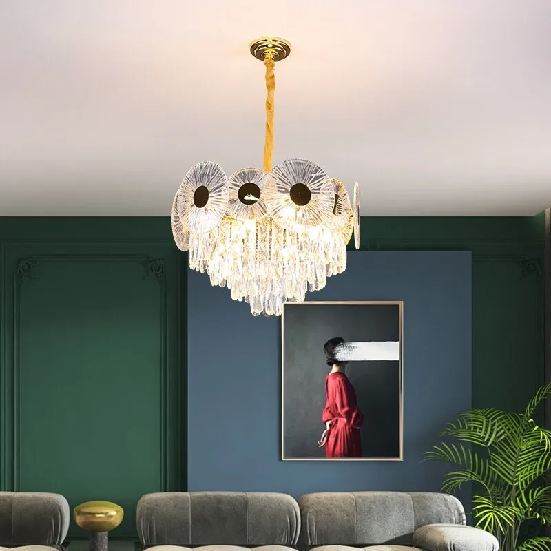 Light Luxury Crystal Pendant Lamps High-end Living Room Dining Room Bedroom Modern Simple Atmosphere Hanging Lamp For Ceiling