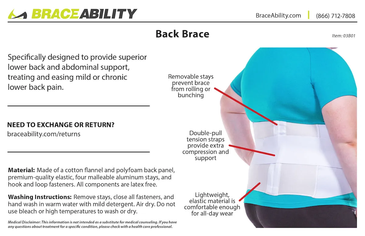 Lower Back Pain Brace | Lumbar Support Belt for Strained Muscles, Pinched Nerves & Herniated Discs