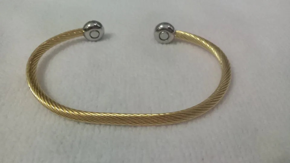 MAGNETJEWELRYSTORE Twisted Stainless Steel Magnetic Therapy Bracelet