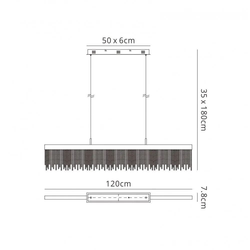 Mantra M6250 Cinna Linear Pendant 33W LED Polished Chrome / Crystal Chain