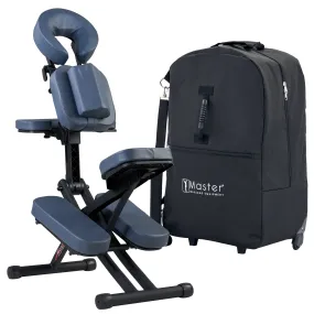 Master Massage Rio Portable Massage Chair Lightweight Strong Deluxe Adjustable Storable with Luggage Style Carrying Case, Royal Blue