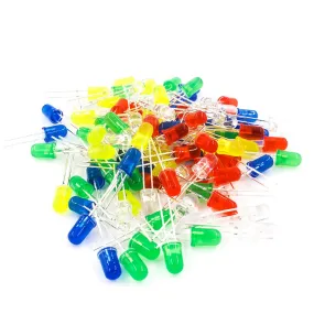 MCIGICM 100pcs 5mm LED diode Light Assorted Kit DIY LEDs Set White Yellow Red Green Blue electronic diy kit Hot sale