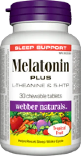Melatonin Plus, L-Theanine and 5-HTP, 1.5 mg (100mg, 15mg), 30 chewable tablets/40 chewable tablets