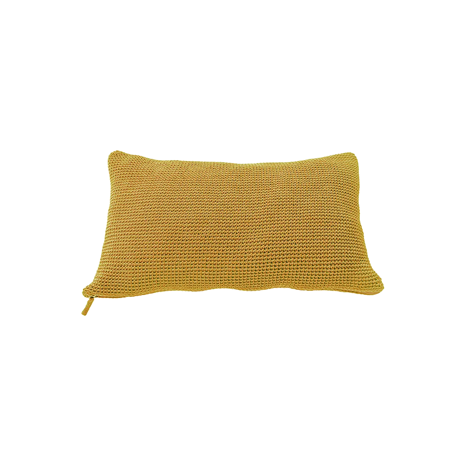 MEND 24" X 16" CROCHET PILLOW, GOLD