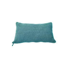 MEND 24" X 16" CROCHET PILLOW, TURQUOISE