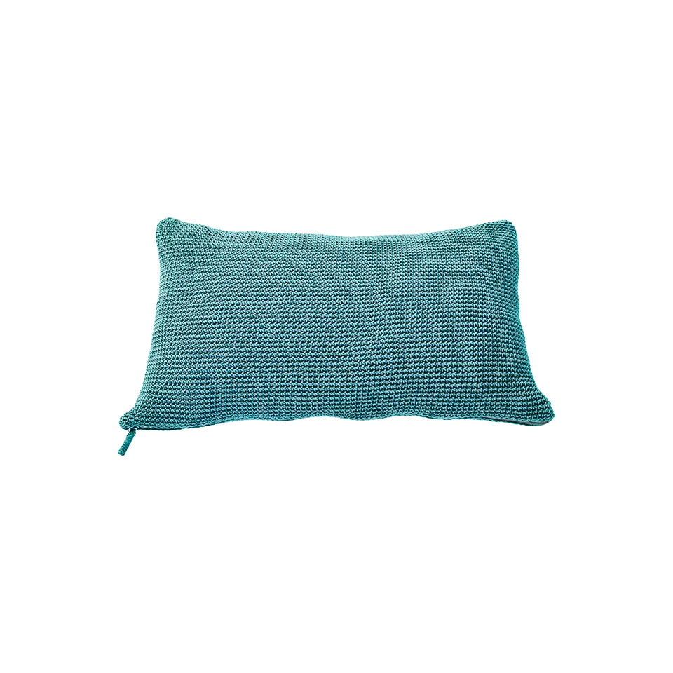 MEND 24" X 16" CROCHET PILLOW, TURQUOISE