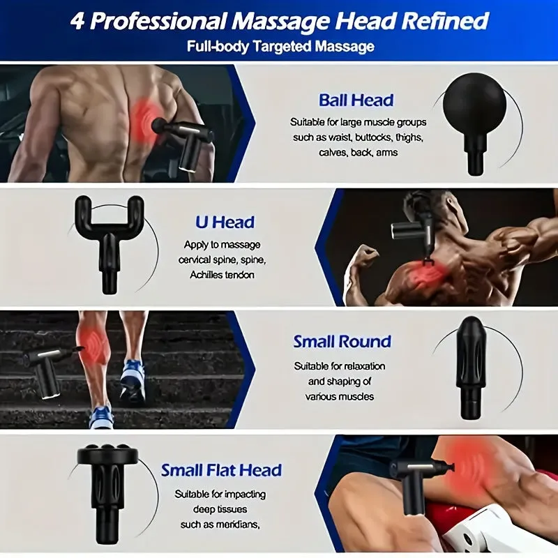 Mini Massage Gun, Muscle Handheld Massage Gun Deep Tissue With 4 Massage Heads For Muscle Relaxation, Gift For Men And Women