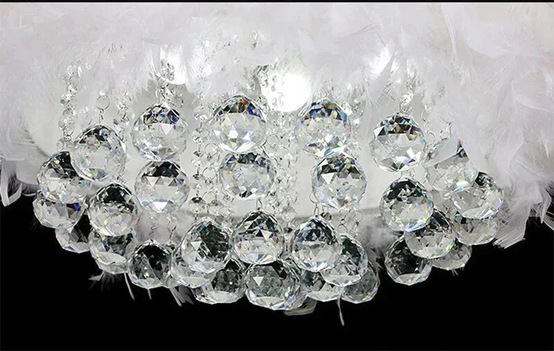 Modern dreamy feather crystal hanging lamp E27 LED lustre pendant lamp fixture bedroom living room hallway kitchen cafe