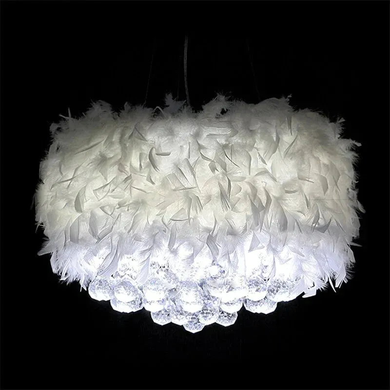Modern dreamy feather crystal hanging lamp E27 LED lustre pendant lamp fixture bedroom living room hallway kitchen cafe