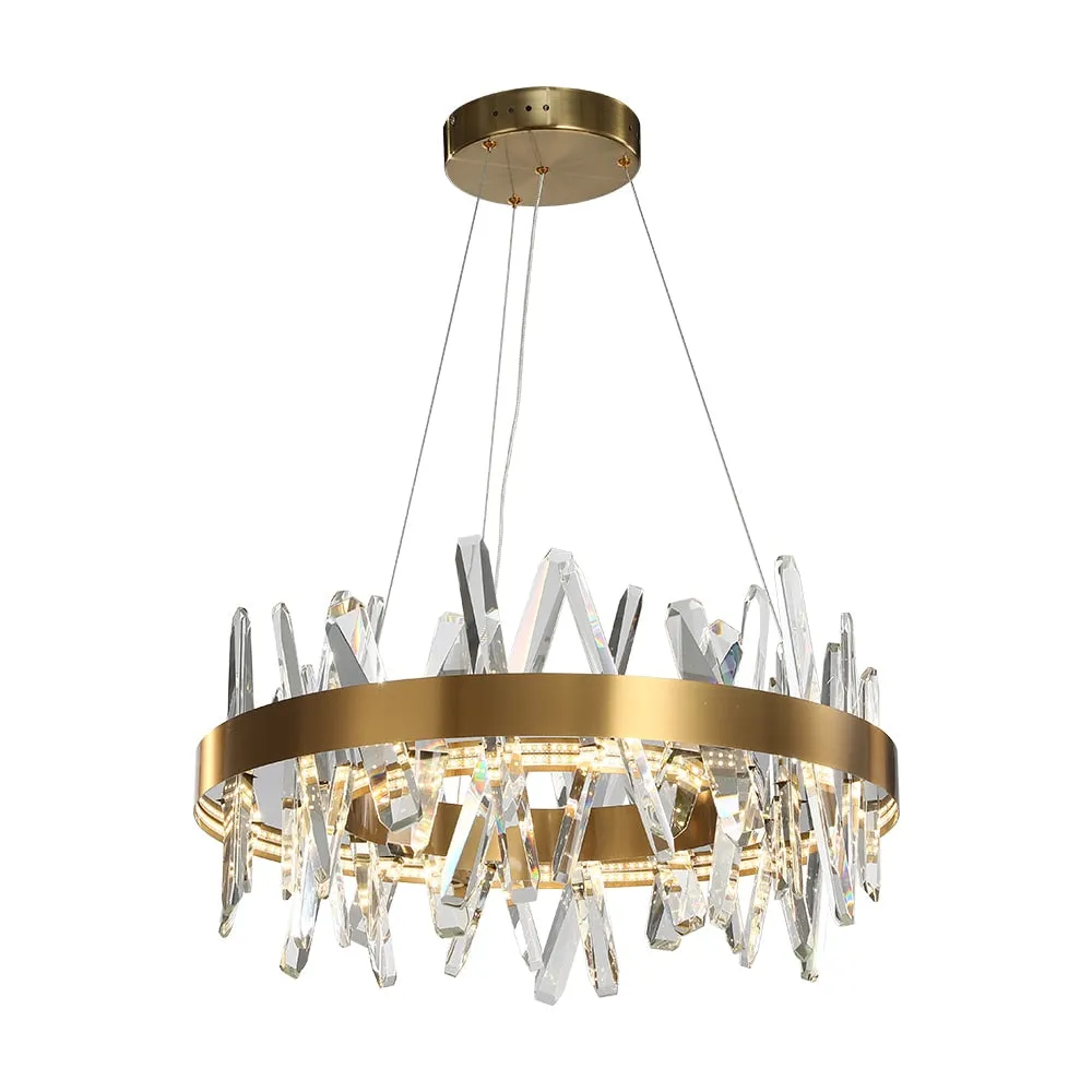 Modern Led Chandelier For Living Room  Dining Room Home Decor Bedroom Round Indoor Lighting Stepless Dimming Crystal Lamps