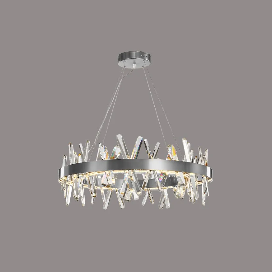 Modern Led Chandelier For Living Room  Dining Room Home Decor Bedroom Round Indoor Lighting Stepless Dimming Crystal Lamps