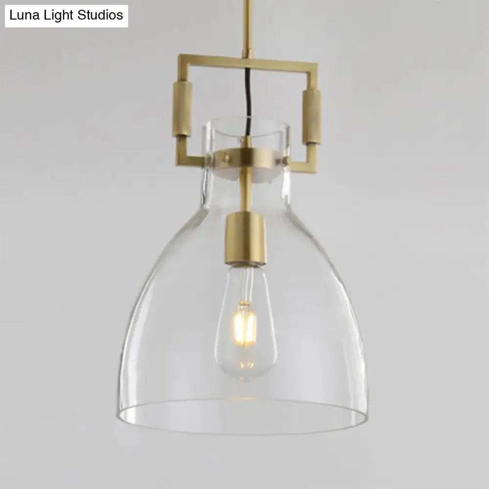 Modernism Globe/Cylinder/Triangle Hanging Light Clear Glass 1 Head Ceiling Suspension Lamp for Dining Room