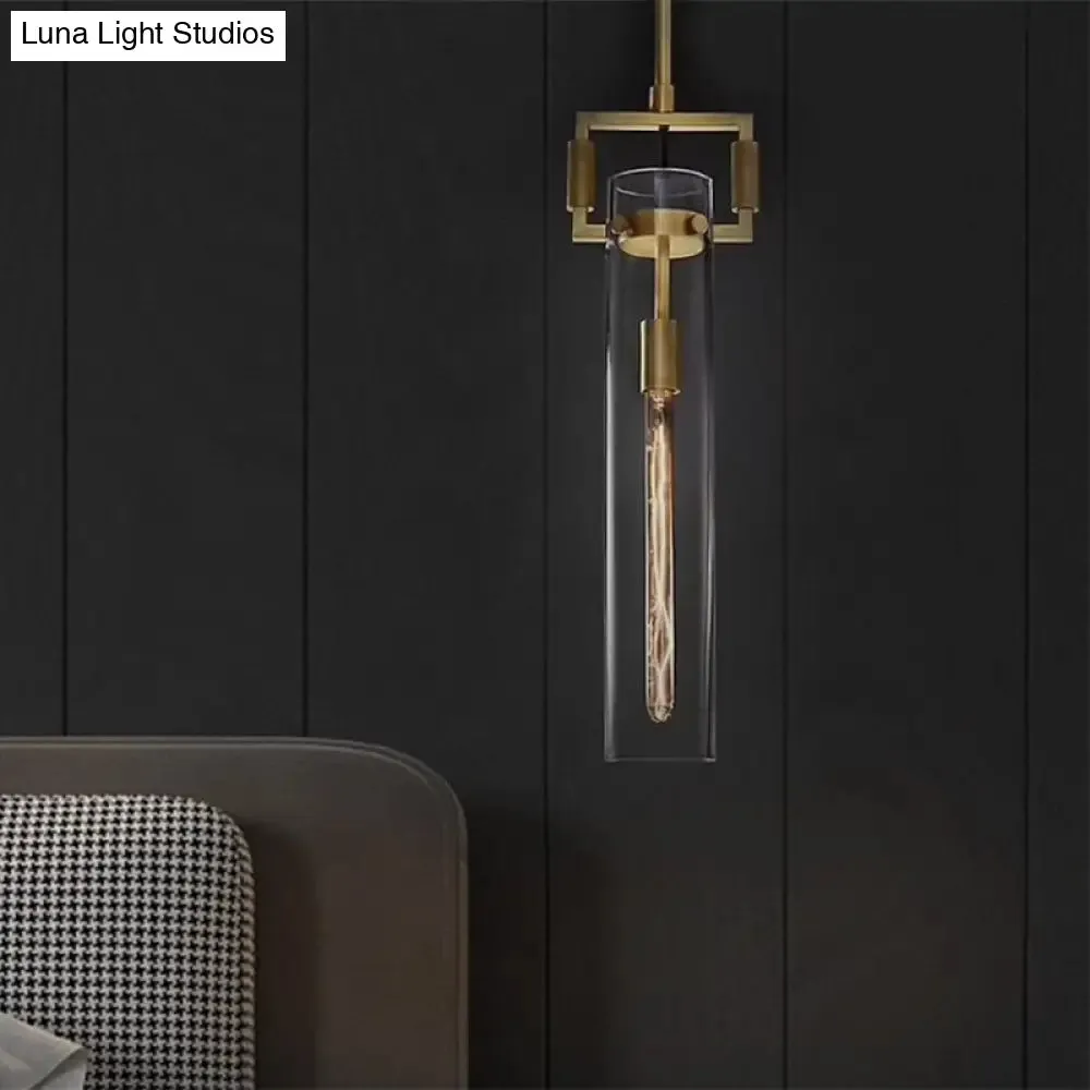 Modernism Globe/Cylinder/Triangle Hanging Light Clear Glass 1 Head Ceiling Suspension Lamp for Dining Room
