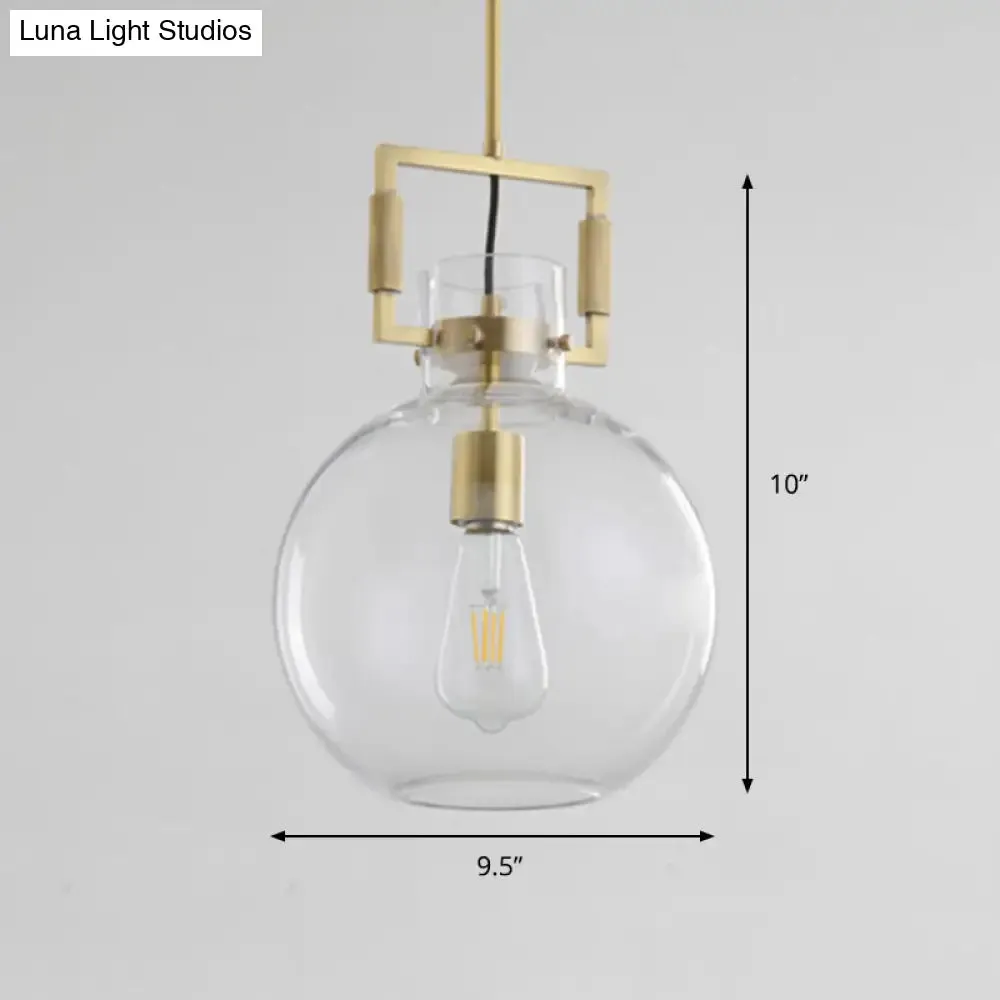 Modernism Globe/Cylinder/Triangle Hanging Light Clear Glass 1 Head Ceiling Suspension Lamp for Dining Room