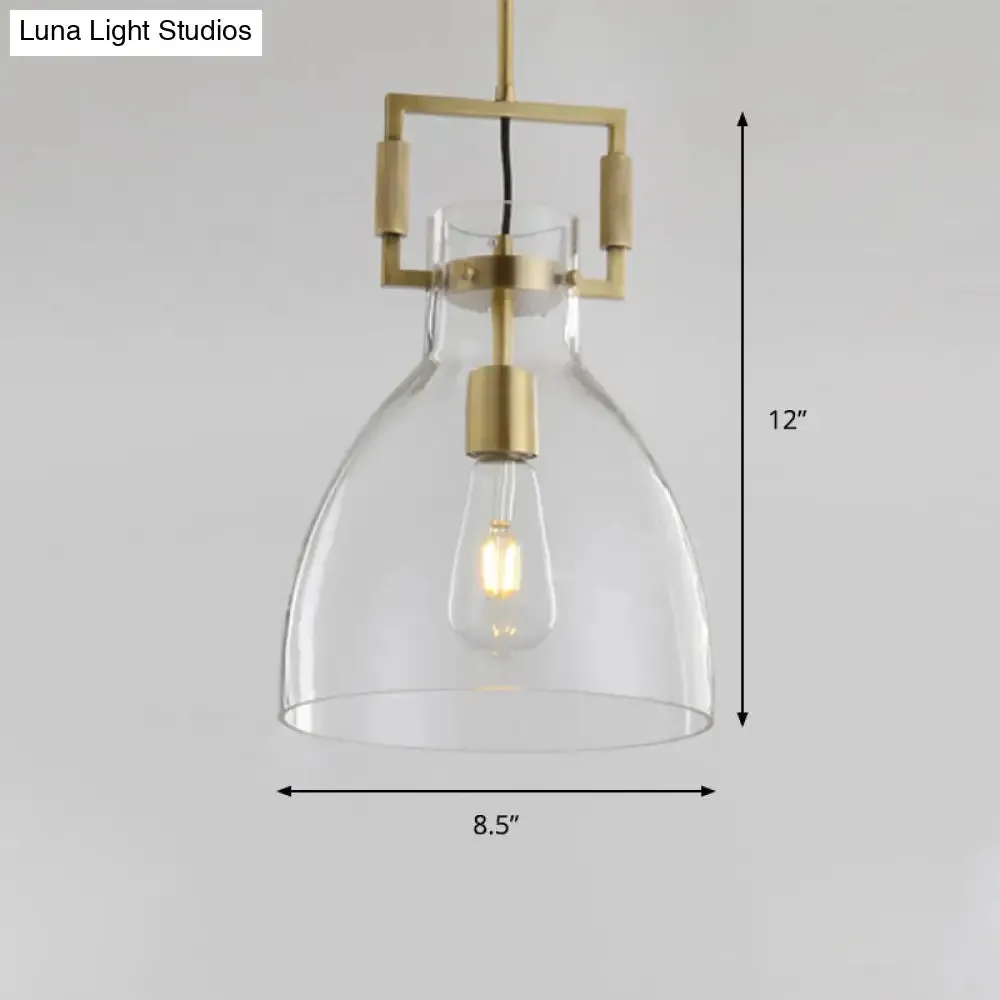 Modernism Globe/Cylinder/Triangle Hanging Light Clear Glass 1 Head Ceiling Suspension Lamp for Dining Room