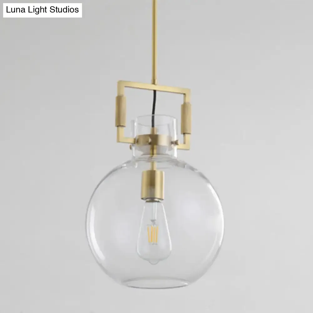Modernism Globe/Cylinder/Triangle Hanging Light Clear Glass 1 Head Ceiling Suspension Lamp for Dining Room
