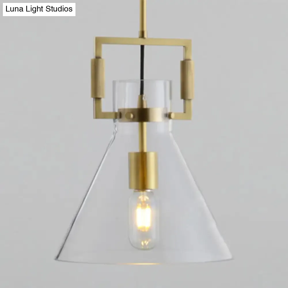 Modernism Globe/Cylinder/Triangle Hanging Light Clear Glass 1 Head Ceiling Suspension Lamp for Dining Room