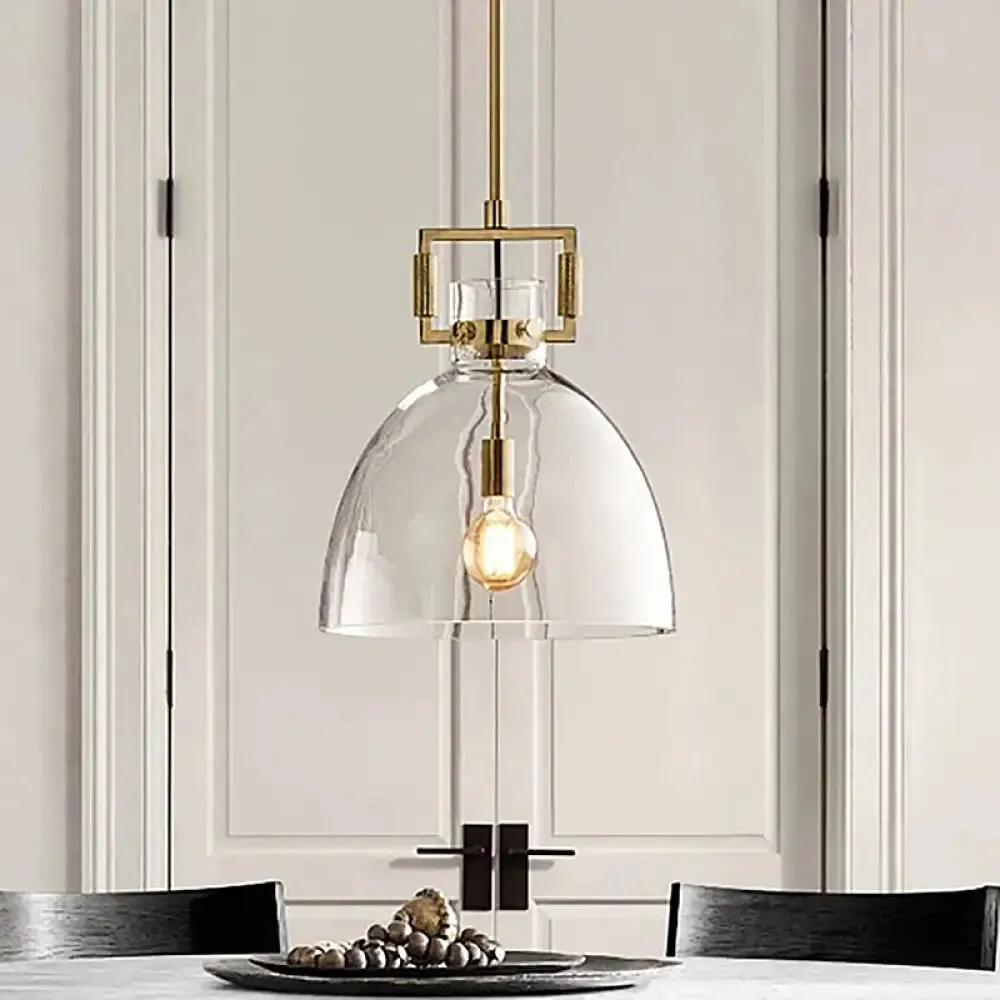 Modernism Globe/Cylinder/Triangle Hanging Light Clear Glass 1 Head Ceiling Suspension Lamp for Dining Room