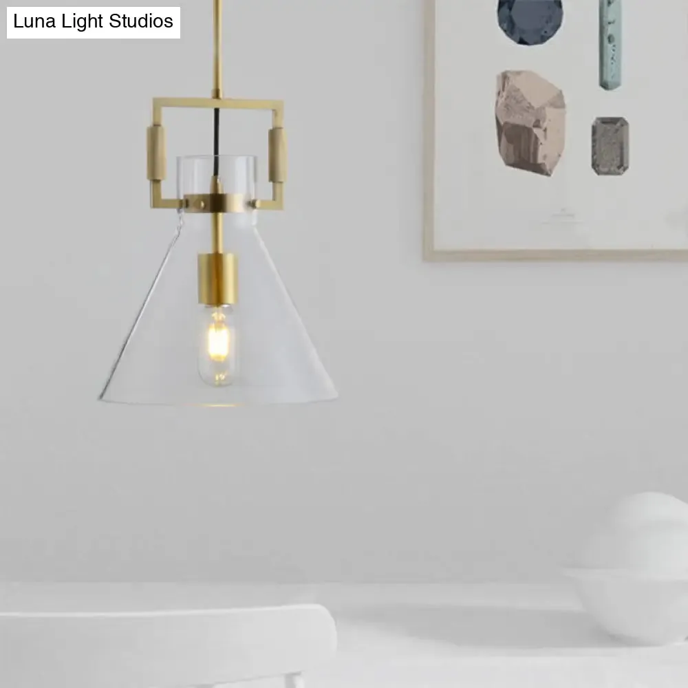 Modernism Globe/Cylinder/Triangle Hanging Light Clear Glass 1 Head Ceiling Suspension Lamp for Dining Room