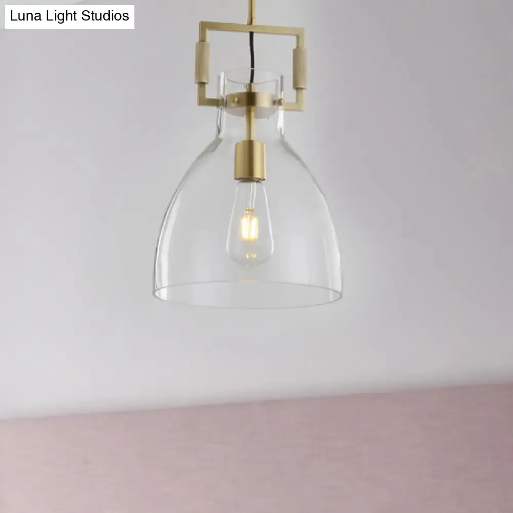 Modernism Globe/Cylinder/Triangle Hanging Light Clear Glass 1 Head Ceiling Suspension Lamp for Dining Room