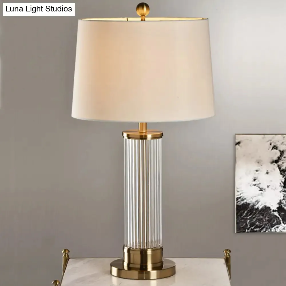 Modernist Gold Desk Lamp with Beveled Crystal Shade - Small 1 Bulb Task Lighting